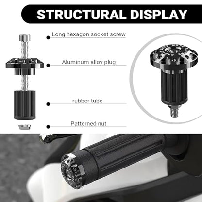 2 PCS Motorcycle Bar End Plug, 7/8" Alloy Handlebar Grip End Caps, Universal Handlebar Plug Replacement, for Most Dirt Bikes, Mountain Bike, Electric Bike (Black) - color: Black