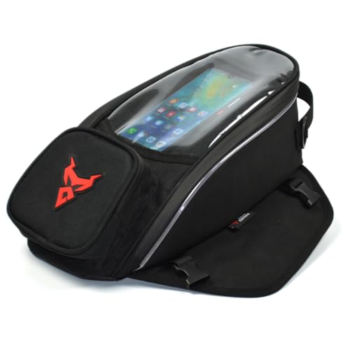 MOTOCENTRIC Magnetic Motorcycle Tank Bag, 1200D Splash-Resistant Fuel Tank Bag with Touchscreen Phone Pocket, Universal Bikers Shoulder & Handheld Storage Bag for Metal and Plastic Tanks (Red) - color: Red