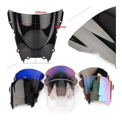Windshield Screen YZF-R6 1998-2002 Motorcycle Double Bubble Windshield Windproof ABS Windscreen for Yam&aha YZF R6 600 1998 1999 2000 2001 2002 - color: Deep-Iridium