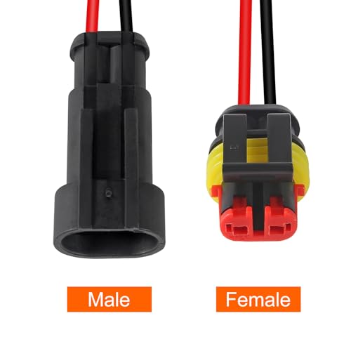 DIANN 6pcs 2 Pin Way Electrical Wire Connector Waterproof Connector 16AWG Male and Female Plug Quick Disconnect Connectors for Car Truck Motorcycle Boat - size: 2-Pin