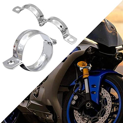 2 PCS Motorcycle Turn Signal Light Tube Bracket Mount - Metal Tube Clamp for 10mm Hole Non-Slip Rubber, Rain Resistant, Perfect for Light Bar Mount (35mm-Sliver) - style: 32-41mm Sliver