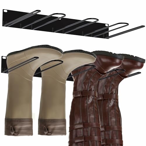 4 Pair Boot Rack Organizer Tall Boots for Wall Mounted - Wader Hangers for Drying Fishing Rain Hiking Tall Cowboy Boots - Boot Hanger Holder for Indoor Outdoor Entryway Garage Mudroom Closet