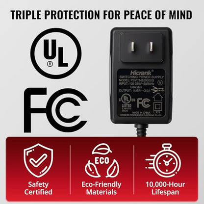 14.6V, 2A Battery Charger for 12V LiFePO4 Motocycle Battery, with Dual Alligator Clips Connector - size: HC-Charger-2A