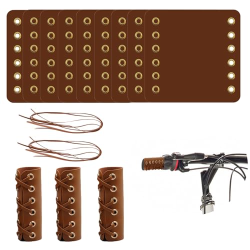20 Pcs Leather Walking Stick Grip Kit, Leather Handlebar Grips Cover, Motorcycle Grip Covers Wraps for Motorbikes, Bicycles and Canes with 20 Pcs Strap 4.61 x 4.37 Inch