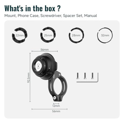 Quick Launch Magnetic Motorcycle Phone Mount, Anti-Vibration Handlebar Bracket with Secure Lock for Bike Scooter Moto MTB, 360° Blind Installation for Phones (QM01-Motorcycle-Basic) - style: QM01
