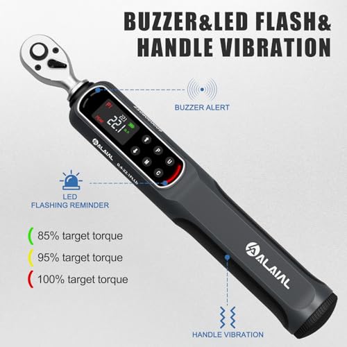 Digital Torque Wrench 1/4 Drive, 0.4-22.1 Ft.Lb/0.5-30 Nm Dual Direction Rachet Torque Wrench with Vibration, Buzzer and LED Alert, Electronic Torque Wrench for Bike Motorcycle Car Repair - size: 0.4-22.1 Ft.Lb/0.5-30 Nm-1/4"