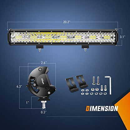 Nilight 20Inch 420W Triple Row Spot Flood Combo Led Light Bar Work Driving Lamp 2Pcs 4Inch 60W Cube LED Pods Lights for Trucks with Off-Road Wiring Harness Kit-3 Leads - color: White - 20Inch Light Bar + 2Pcs 4Inch Pods + Wiring Harness