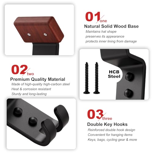 Motorcycle Helmet Holder Wall Mount - Heavy Duty Helmet Hanger Rack with 2 Key Hooks, Solid Wood & Strong Steel Design for Bike, Football, Skiing Sports Gear, Jackets & Hats (1) - color: Red*1
