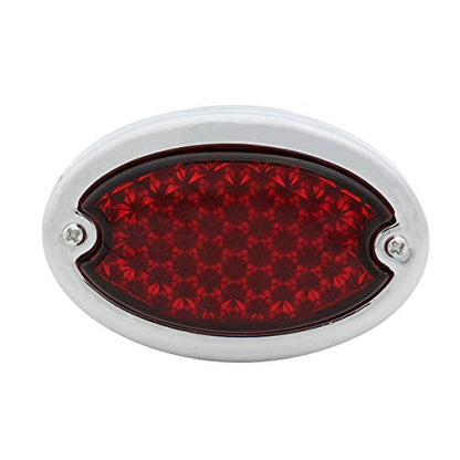 FATECIM Motorcycle Custom Oval-shaped LED Tail Light Cat Eye Rear Running Light Brake Light Stop Light Red Lens Integrated License Plate Lamp Universal Fit for Motorcycle/Cruisers/Bikes(Chrome) - color: 3035-Chrome