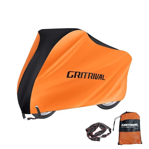 Bike Covers Outdoor Storage Waterproof. It Comes in 3 Colors and 2 Sizes. The Bike Cover is Equipped With a Bike Chain Lock - color: for Stationary-Orange-210D, size: L
