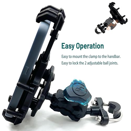 Motorcycle Phone Holder ATV Cell Phone Mount with Vibration Damper,Anti-Shake Sturdy for Bicycle Handlebar Phone Holder 4 Wheeler Dirt Bike Scooter Quad Fit 4.7"-7.1" Smart Phones 360° Rotation