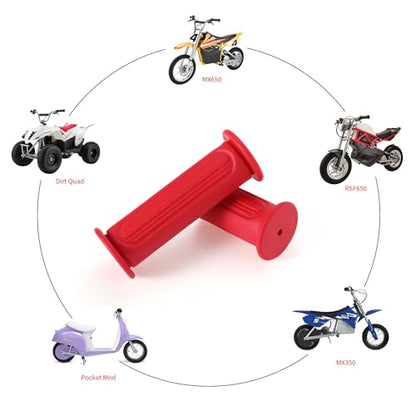 KAMIER Handlebar Grips for Razor MX350 MX400 MX650 MX500 SX500 Mcgrath Dirt Bike E325 E300 E200 E100 Pocket Mod Electric Scooter Dirt Quad 4 Wheeler RSF650 Off Road Motocross Mini Pocket Bike Parts - color: red