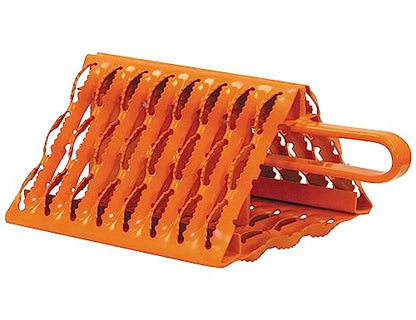 Buyers Products WC091061 Orange Powder Coated Galvanized Serrated Wheel Chock with Built-in Handle, 9 x 10 x 6 Inch, Extra Grip for Off-Road, Ice & Snow Conditions; Stable Tire & Trailer Chock