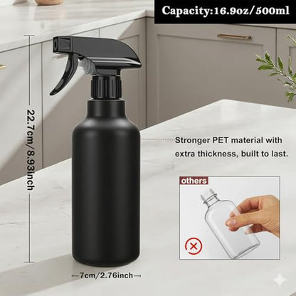 Spray Bottles Plastic Spray Bottle for Hair Mist/Stream Heavy Duty Empty Spray Bottles for Cleaning Solutions, Plants, Cooking (16.9oz-Black) - color: 16.9oz-Black
