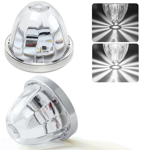 2PCS Watermelon Lights White Strobe & Constant Multi-Function LED Side Marker Turn Signal Tail Roof Lights with Stainless Steel Bezel for Trailer Semi-trailer Heavy-duty Truck - color: White, size: 2 Pack