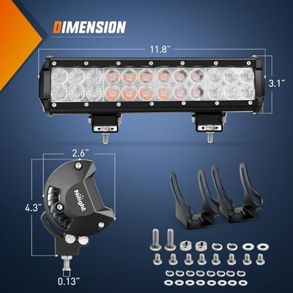 Nilight LED Light Bar 12 Inch 72W Spot Flood Combo Purple Beam Off Road Lamp Fishing Hunting Emergency Deck Work Lighting for Trucks UTV Pick-up Van Boat Tractor - color: Purple