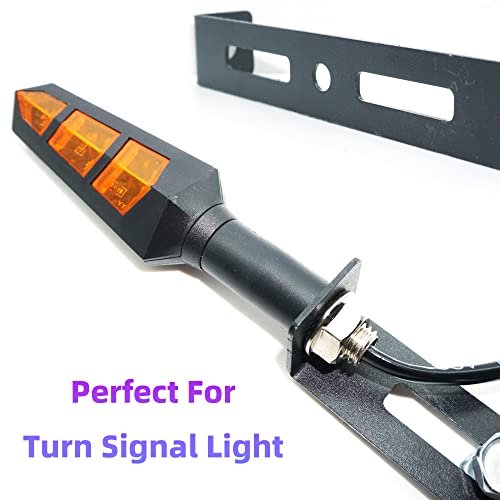 10mm Motorcycle Turn Signal Light Bracket, 2pcs Universal Bicycle Indicator Lamps Pipe Clamp Light Black Metal Turn Signal Bar Mounts Brackets Holder Accessories