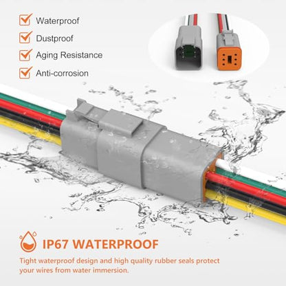 Deutsch DT 6 Pin Connector 2 Sets - 6 Way DT Automotive Waterproof Male Female Plug Wiring Harness for Car, Truck, Boats, LED Work Light, 16 AWG. (2 Sets 6 Pin, Grey) - size: 6-pn