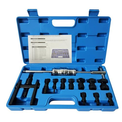 12pcs Blind Hole Bearing Puller Set Internal Bearing Extractor Puller Kit Motorcycle Bicycle Wheel Bearing Removal Tool Slide Hammer Pilot Insert Inner Bearing Puller Tool with Expanding Collet 8-32MM