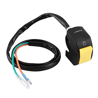 Motorcycle Handlebar Mount Switch, Universal 12V 10A 7/8inch Mount LED Headlight On/Off Switch with Button(Yellow)