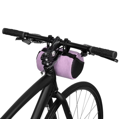 Oso Supply Co - Bike Handlebar Bag – Waxed Canvas Exterior with Quick-Access Waterproof Zipper, Side Mesh Pockets and Spacious Storage – Ideal for Cycling, Commuting and Adventure Rides (Purple) - color: Purple