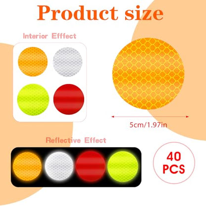 Ymapinc 40Pcs Dot Reflective Tape Sticker Warning Reflector Stickers Safety Night Visibility Waterproof Reflector Sticker for Vehicle, Bicycles, Motorcycles, Clothing