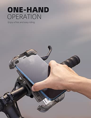 Lamicall Motorcycle Phone Mount, Bike Holder - Upgrade Cellphone Bike Holder, Bicycle Scooter Handlebar Phone Cradle Clip for iPhone 15 Pro Max/ 14, Galaxy S24, 4.7-6.8" Devices - color: Transparent