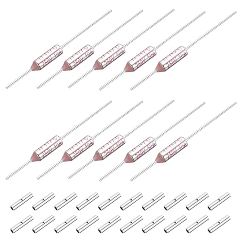 MECCANIXITY 10 Pcs Metal Temperature Thermal Fuse SF117 117C 242.6F 10A 250V Cutoff Thermal Fuse with 20 Pcs BN1.25 Bare Terminal Butt Connector - style: SF117