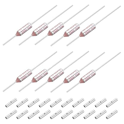 MECCANIXITY 10 Pcs Metal Temperature Thermal Fuse SF117 117C 242.6F 10A 250V Cutoff Thermal Fuse with 20 Pcs BN1.25 Bare Terminal Butt Connector - style: SF117