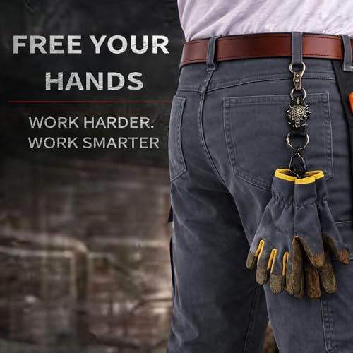 Heavy Duty Glove & Hat Clip with Carabiner, All-Metal Spring Clamp Work Glove Holder for Tool Belt, Harness, Backpack - style: Wolf