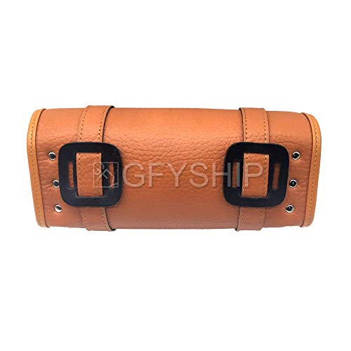 Motorcycle Fork Bag Orange Waterproof Motorbike Tool Bag Handlebar Bag PU Leather Saddlebag Front Rear Storage Tool Pouch