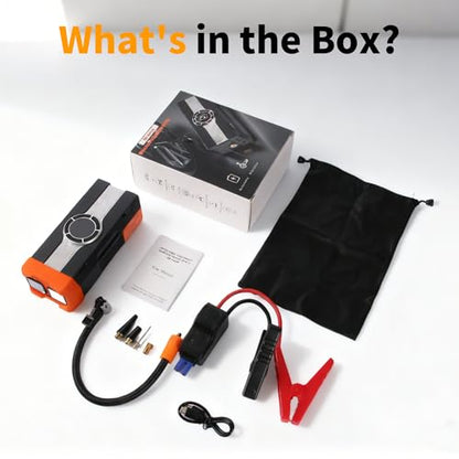 Portable Jump Starter with Air Compressor, 1000A 150PSI Car Battery Jump Starter, 12V Jump Box Car Battery Jumper Starter Portable with Tire Inflator, LED Lights (MOBE-C01)