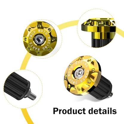 2 PCS Motorcycle Bar End Plug, Aluminum Alloy Handlebar Grip End Caps for Electric Car Scooters, Off-Road Motorcycles (Gold) - color: Gold