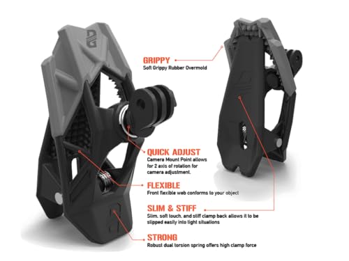 Dango Design Gripper Mount for GoPro/Osmo/Insta360 | Universal Helmet Clamp Mount for Action Cameras | Dirtbike, Motocross, Enduro, Motorcycle, and ATV Helmets | Stealth Black - color: Stealth Black