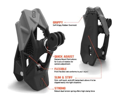 Dango Design Gripper Mount for GoPro/Osmo/Insta360 | Universal Helmet Clamp Mount for Action Cameras | Dirtbike, Motocross, Enduro, Motorcycle, and ATV Helmets | Stealth Black - color: Stealth Black
