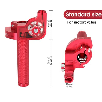 Throttle Grip Throttle Cable Motorcycle 22mm Universal CNC Aluminum Accelerator Throttle Twist Grips Handlebars for KLX CR CRF EXC XR TTR CB SSR ATV Dirt Bike Pit Bike - color: Red