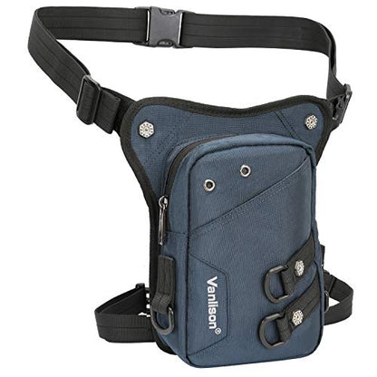 Waterproof Airsoft Tactical Drop Leg Pouch Bag Panel Motorcycle Bag - color: B-Navy