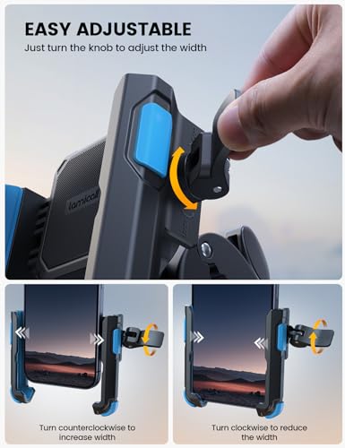 Lamicall Motorcycle Phone Mount Holder - [Camera Friendly] [1s Lock] Bike Phone Holder Handlebar Clamp, Bicycle Scooter Phone Clip, for iPhone Air, 17, 16, 15 Pro Max, Galaxy S25, 4.7-7" Phones, Blue - color: Blue