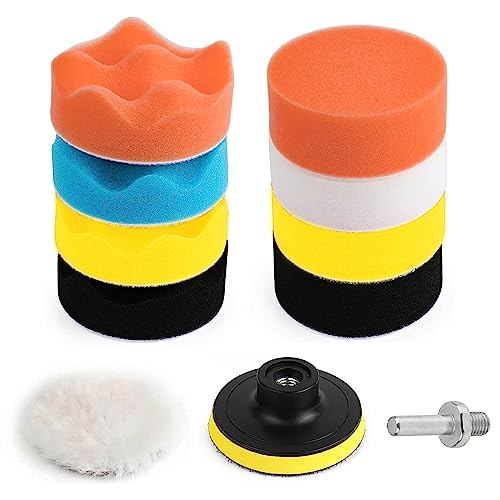 11 Pcs Polishing Pads Kit,3 Inch Sponge Buffing Pads,Buffer for Car Detailing, Polishing Wheel for Drill,Car Buffer Polisher Kit Drill Buffing Kit for Car Polishing, Waxing, Sealing Glaze - style: 3 Inch 11 Pcs