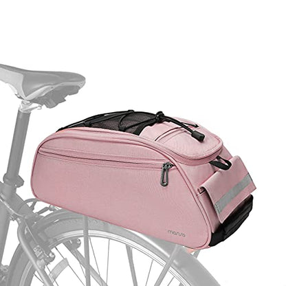 MOSISO Bike Rack Bag, Waterproof Bicycle Trunk Pannier Rear Seat Pouch Cycling Bike Carrier Backseat Storage Luggage Saddle Shoulder Bag - color: Pink