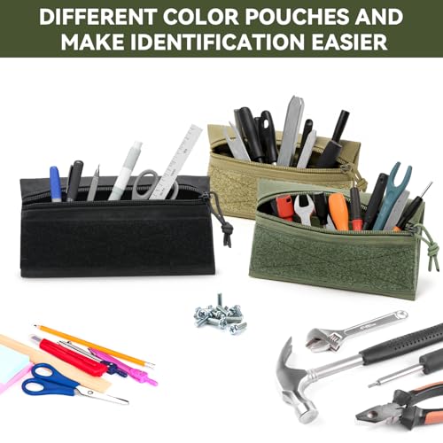 Qavctw 3 Pack Tool Pouch Zipper Bag Tactical Utility Pouches with Hook and Loop Multipurpose Storage Organizer Tool Pouches - size: L:7.87×4.13in