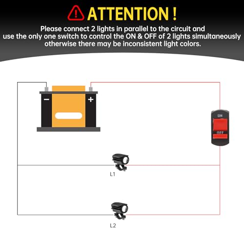 Windance 2PCS Motorcycle LED Headlight,32W 4 Modes Hi/Lo Beam Yellow White 6500K Waterproof Aux Spotlight for Tractor Truck ATV UTV SUV Boat 9V-85V (Black2pcs) - style: Black2pcs