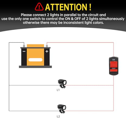 Windance 2PCS Motorcycle LED Headlight,32W 4 Modes Hi/Lo Beam Yellow White 6500K Waterproof Aux Spotlight for Tractor Truck ATV UTV SUV Boat 9V-85V (Black2pcs) - style: Black2pcs