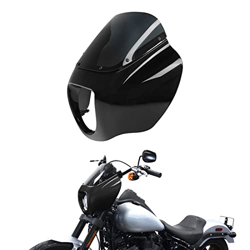 TCMT Motorcycle Headlight Quarter Fairing with Windshield and Bracket Mount Kit Fit for Harley 2020-2024 Softail Standard 2018-2020 Low Rider 2018-2020 Street Bob Vivid Black - color: Headlight Fairing&Bracket