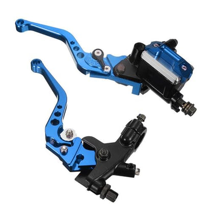 7/8" 22mm Motorcycle Brake Levers Handlebar Brake Reservoir Master Cylinder Clutch Lever Set Compatible with Harley Honda Suzuki Yamaha Blue Motorbike Brake Lever - color: Blue