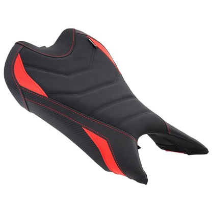 Motorcycle Rider & Passenger Seat Fit for Triumph Street Triple 765 R/RS 2023 2024 2025 2026, Leather Front Rear Saddle Solo Cushion Pillion Pad, Red - color: Red - Front & Rear