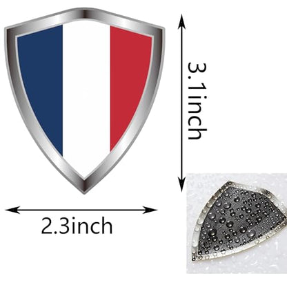 France Flag Decal Sticker - French Flags Shield Shape Reflective Vinyl Car Stickers - for Car Window Bumper Laptop Waterproof Sticker (5Pcs) - color: France