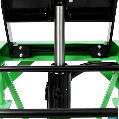 Hydraulic Motorcycle Jack Lift 350lbs - ATV/Dirt Bike Scissor Stand with Locking Wheels, Safety Pin & J-Hook, Green