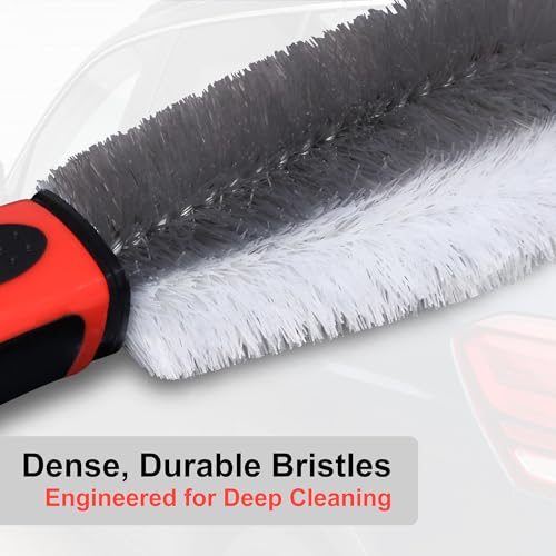 Conliwell Wheel Brush Soft Bristle Car Tire Detail Cleaning Tool, Suitable for Exhaust Ports, Engines, Behicles, Motorcycles,Cars, Trucks, SUVs, and RVs