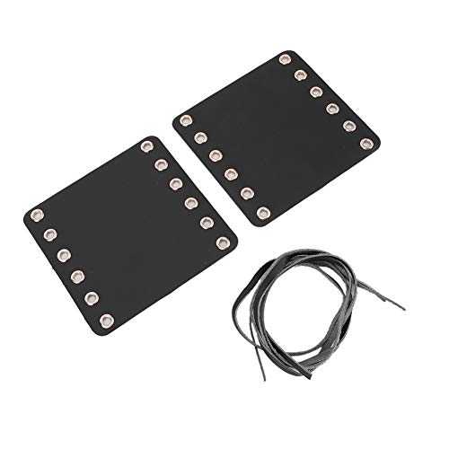 2Pcs Motorcycle Leather Handlebar Hand Grip Covers with Strap Motorcycle Heated Grip Pads Modification Accessories (Black) - color: Black